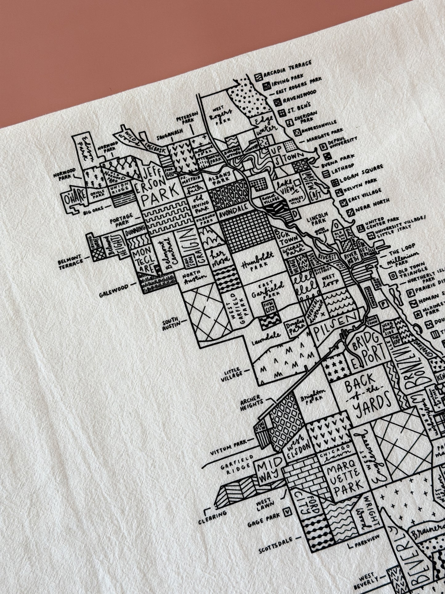 Chicago Map Tea Towel