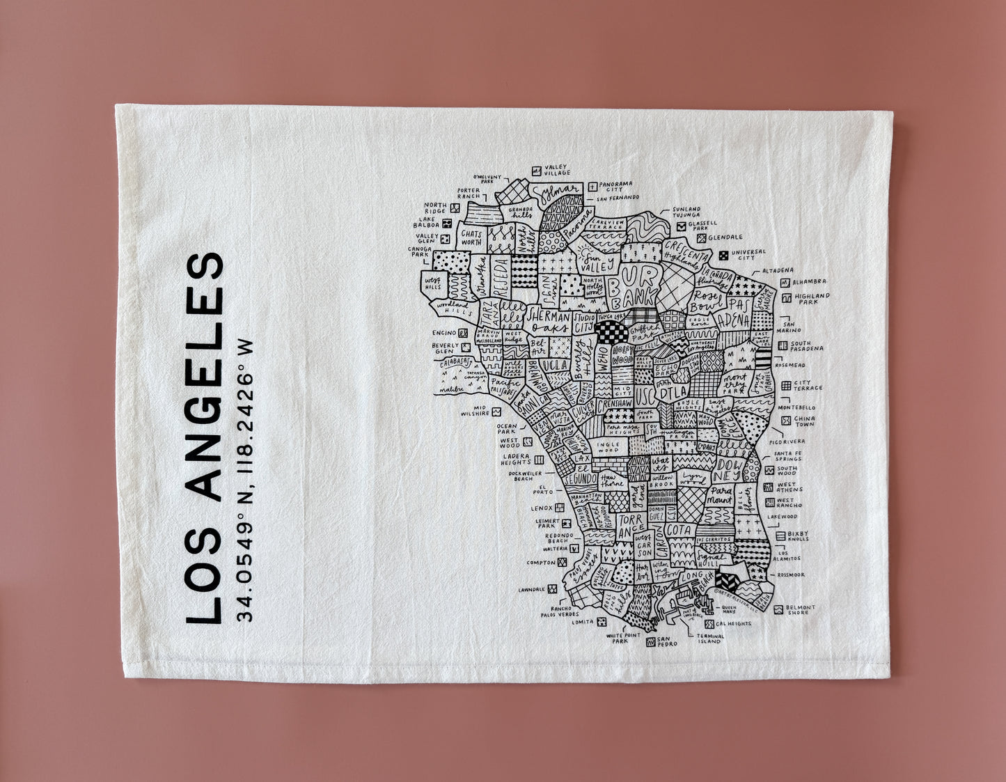 Los Angeles Map Tea Towel