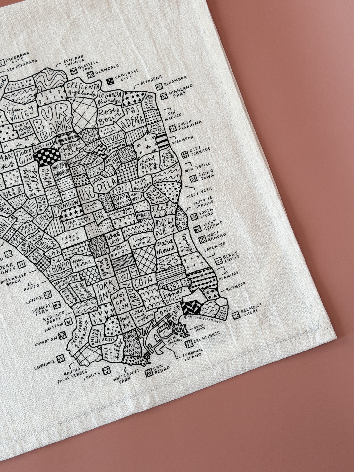 Los Angeles Map Tea Towel