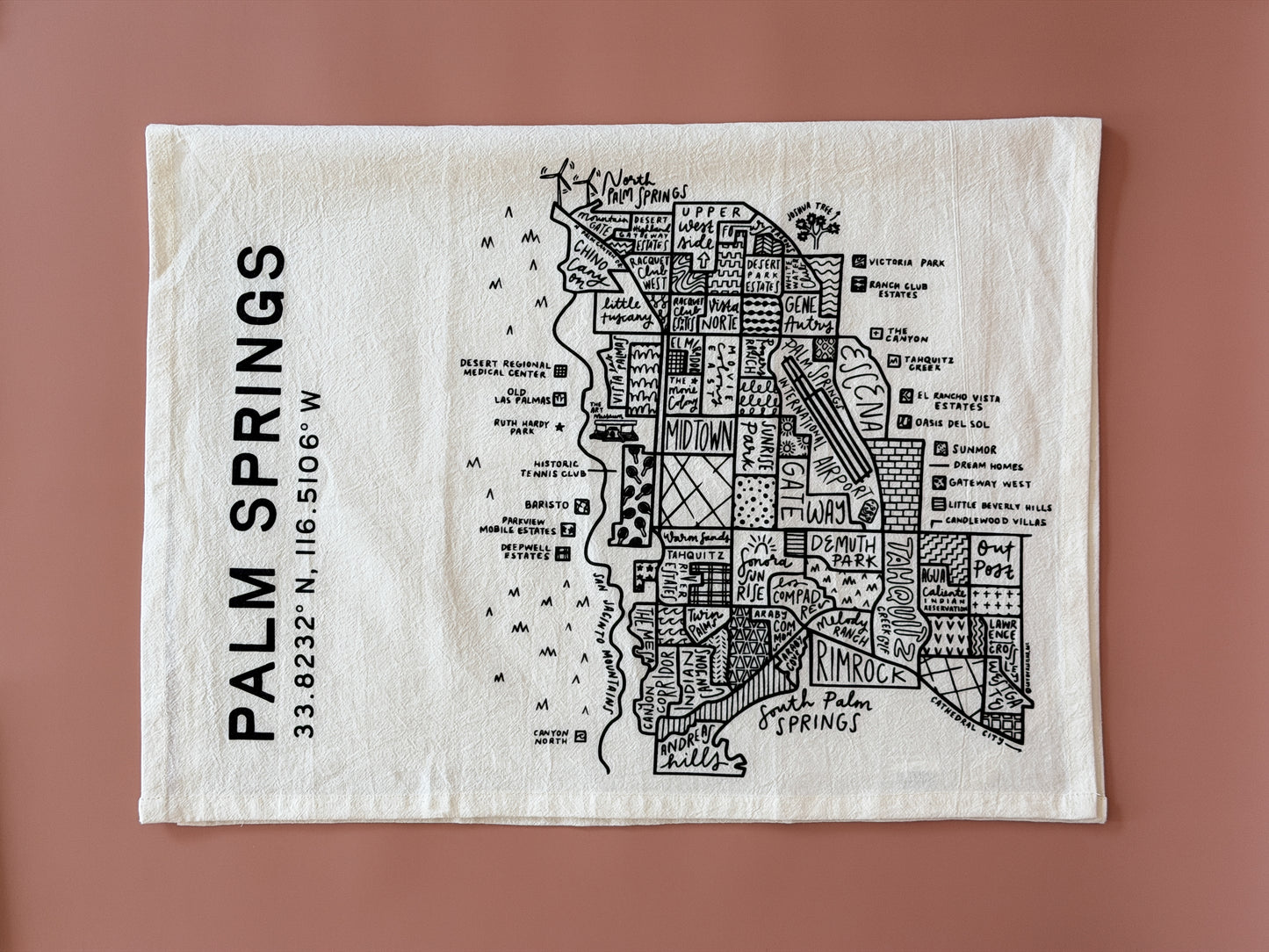 Palm Springs Map Tea Towel
