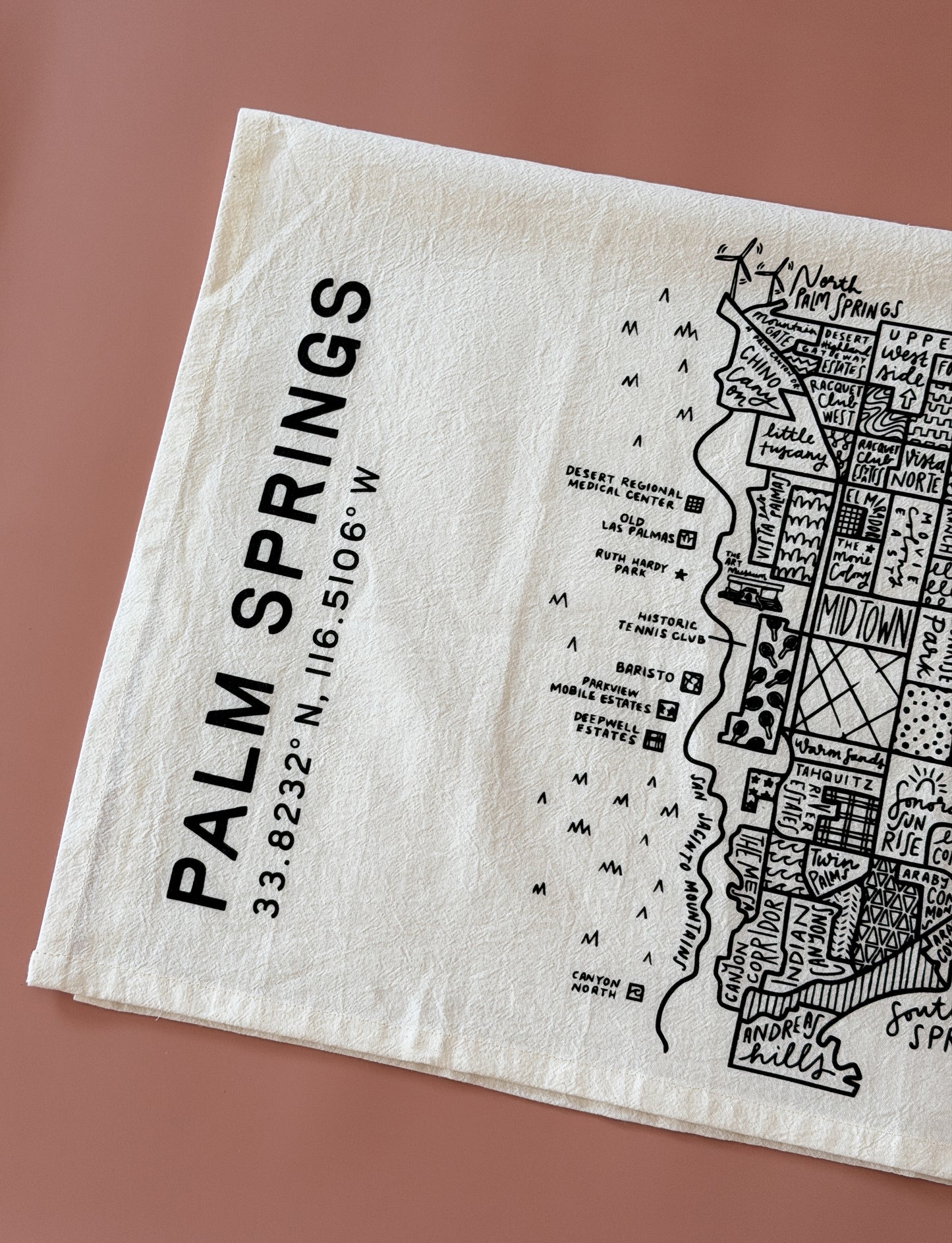 Palm Springs Map Tea Towel