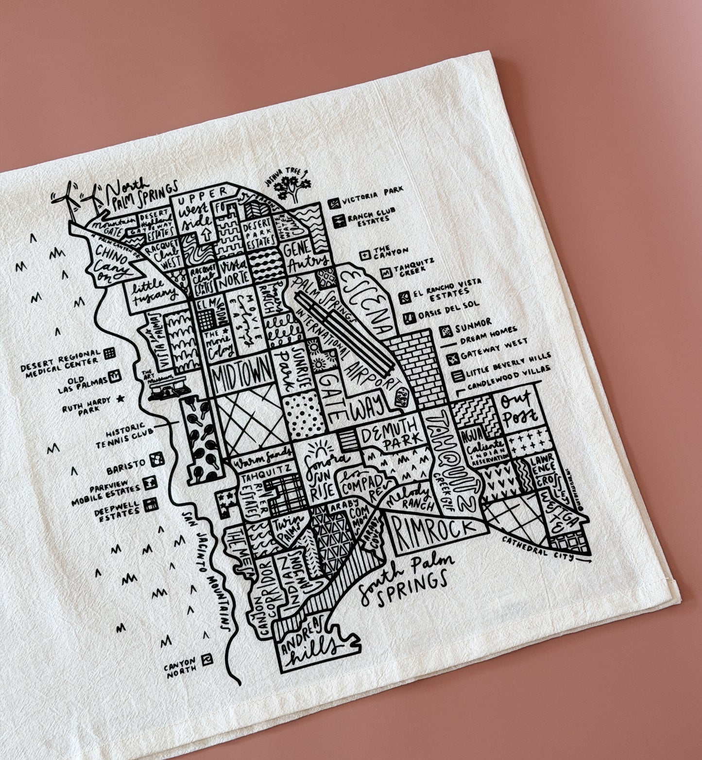 Palm Springs Map Tea Towel