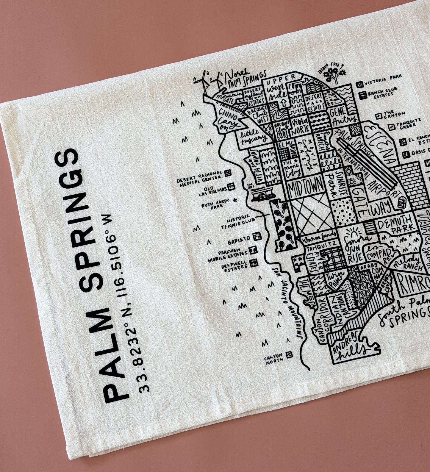 Palm Springs Map Tea Towel