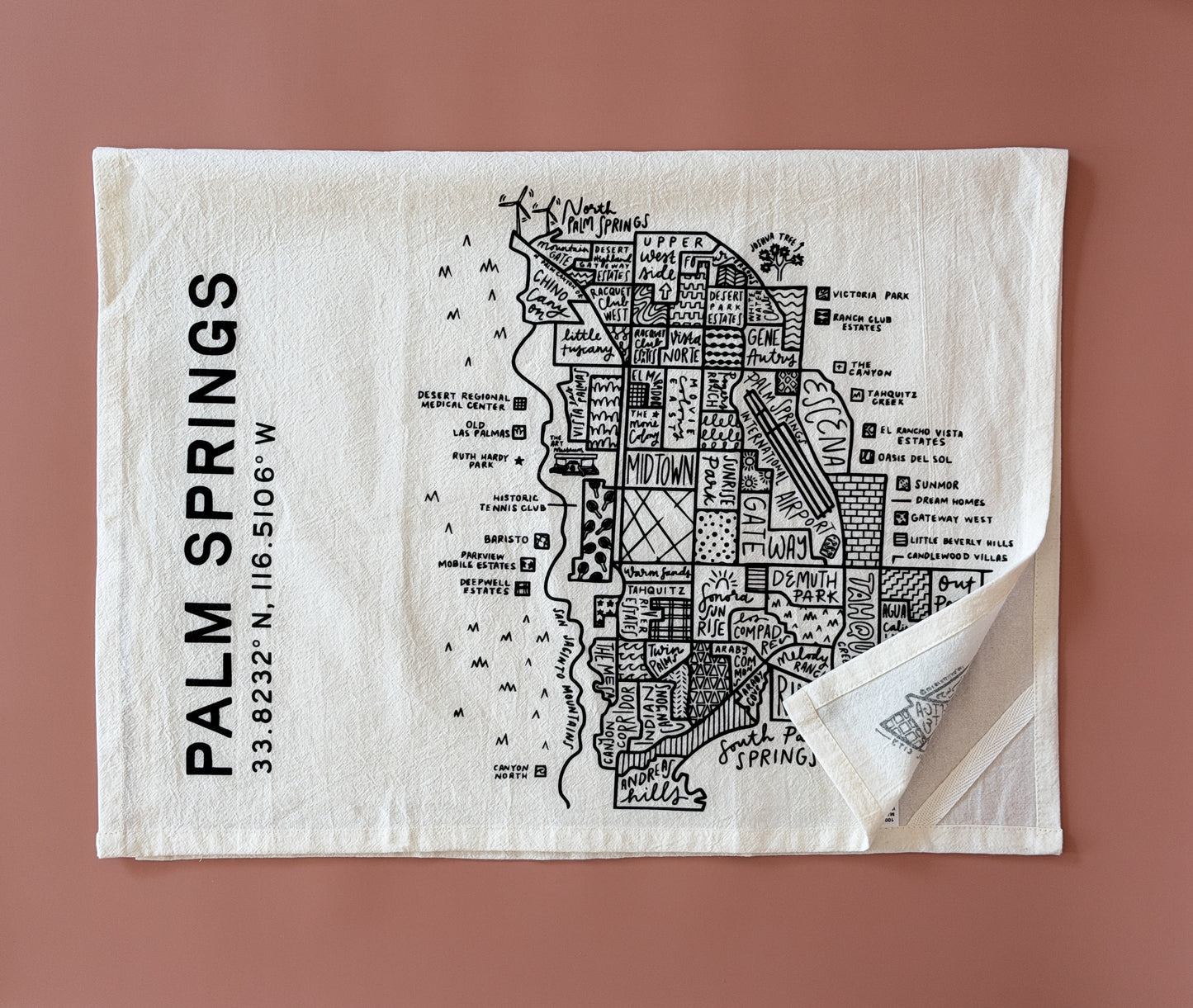 Palm Springs Map Tea Towel