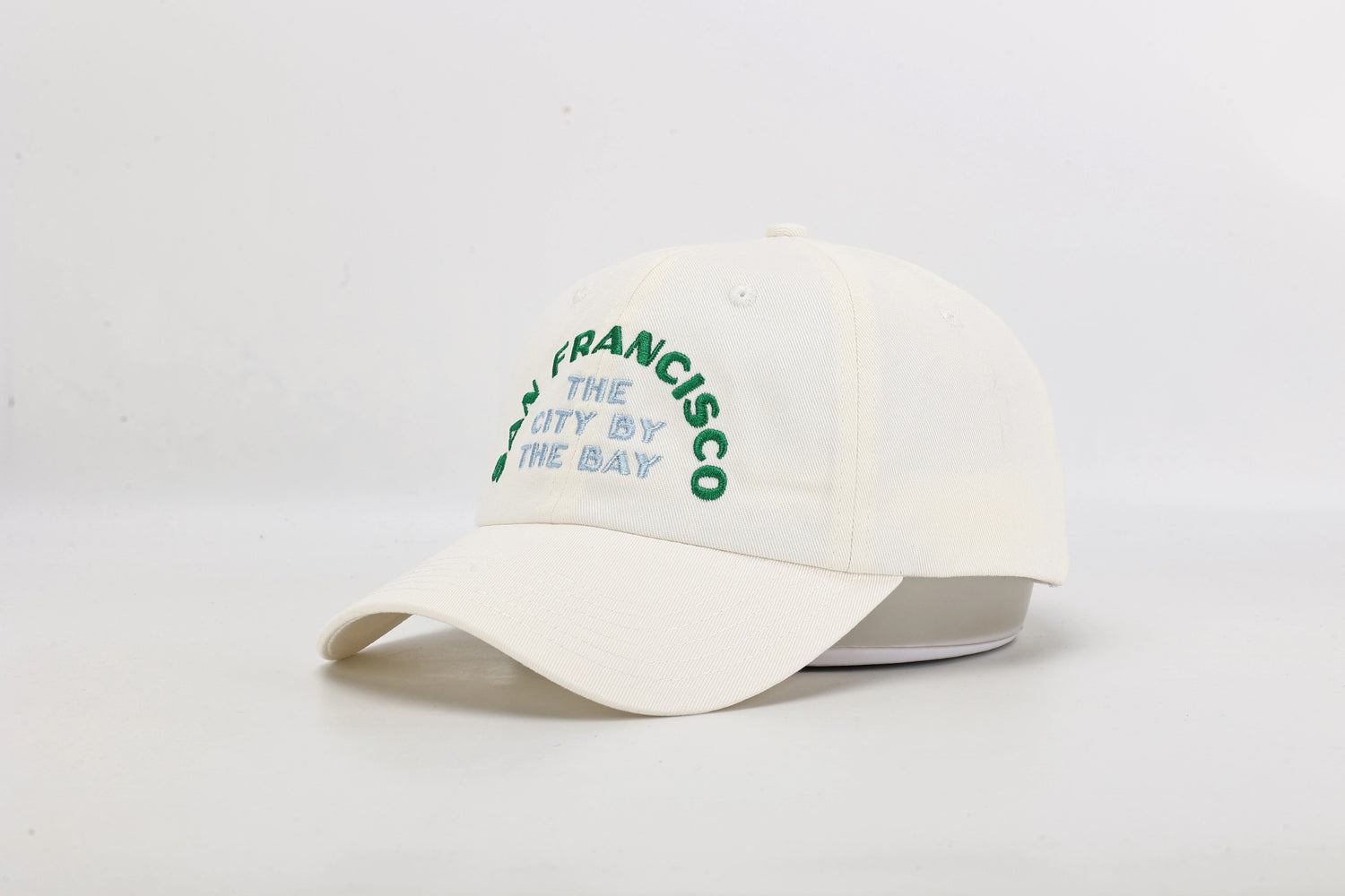 Minimal San Francisco souvenir dad hat in cream
