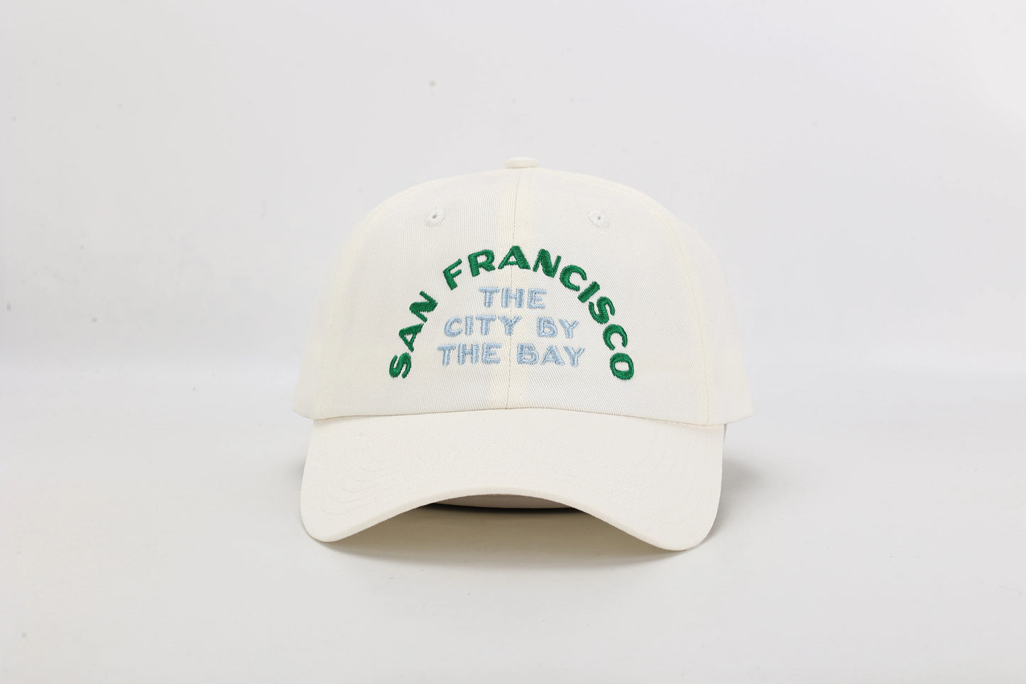 Cream San Francisco dad hat with city by the bay embroidery