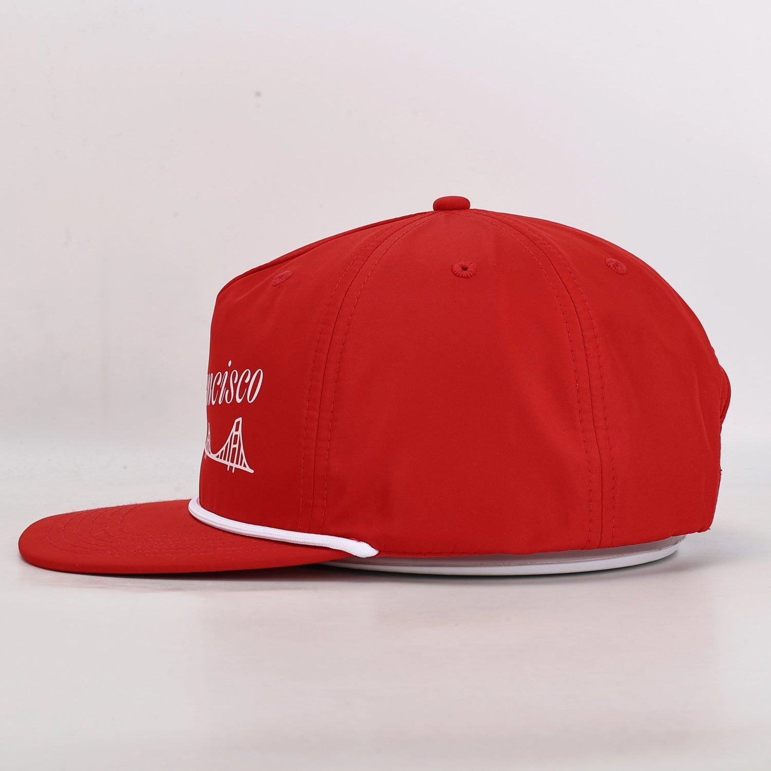 Lightweight red San Francisco hat made with soft performance fabric