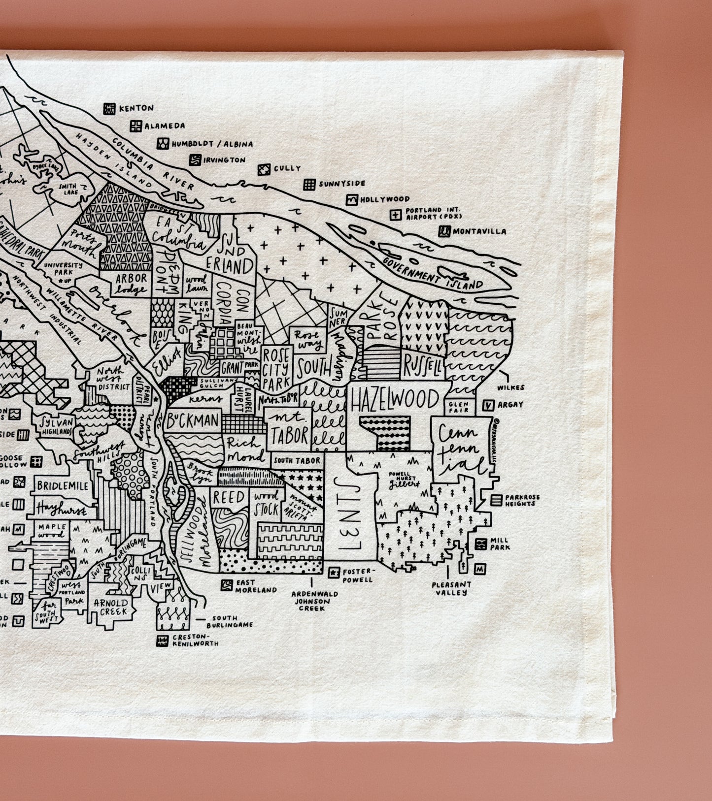 Portland Map Tea Towel