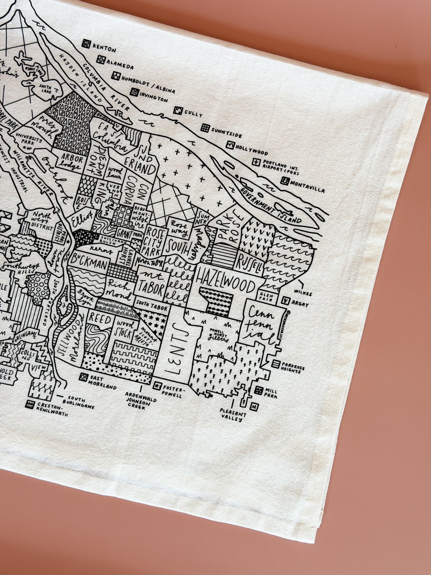 Portland Map Tea Towel