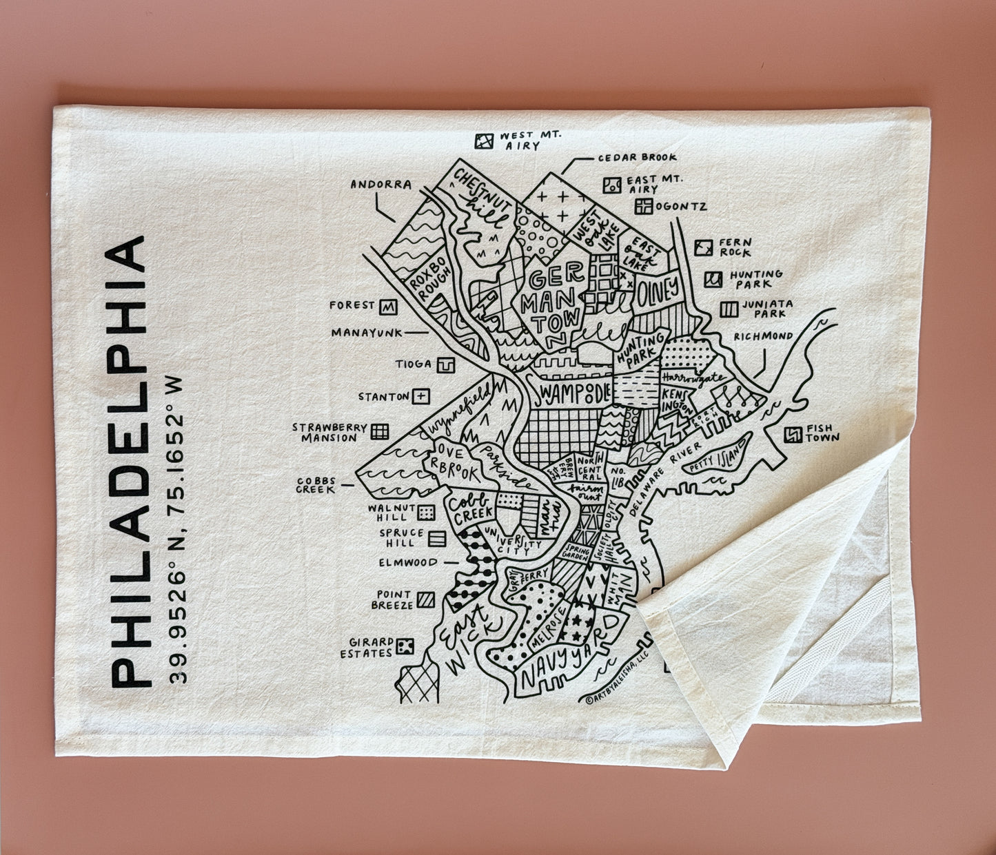 Philadelphia Map Tea Towel