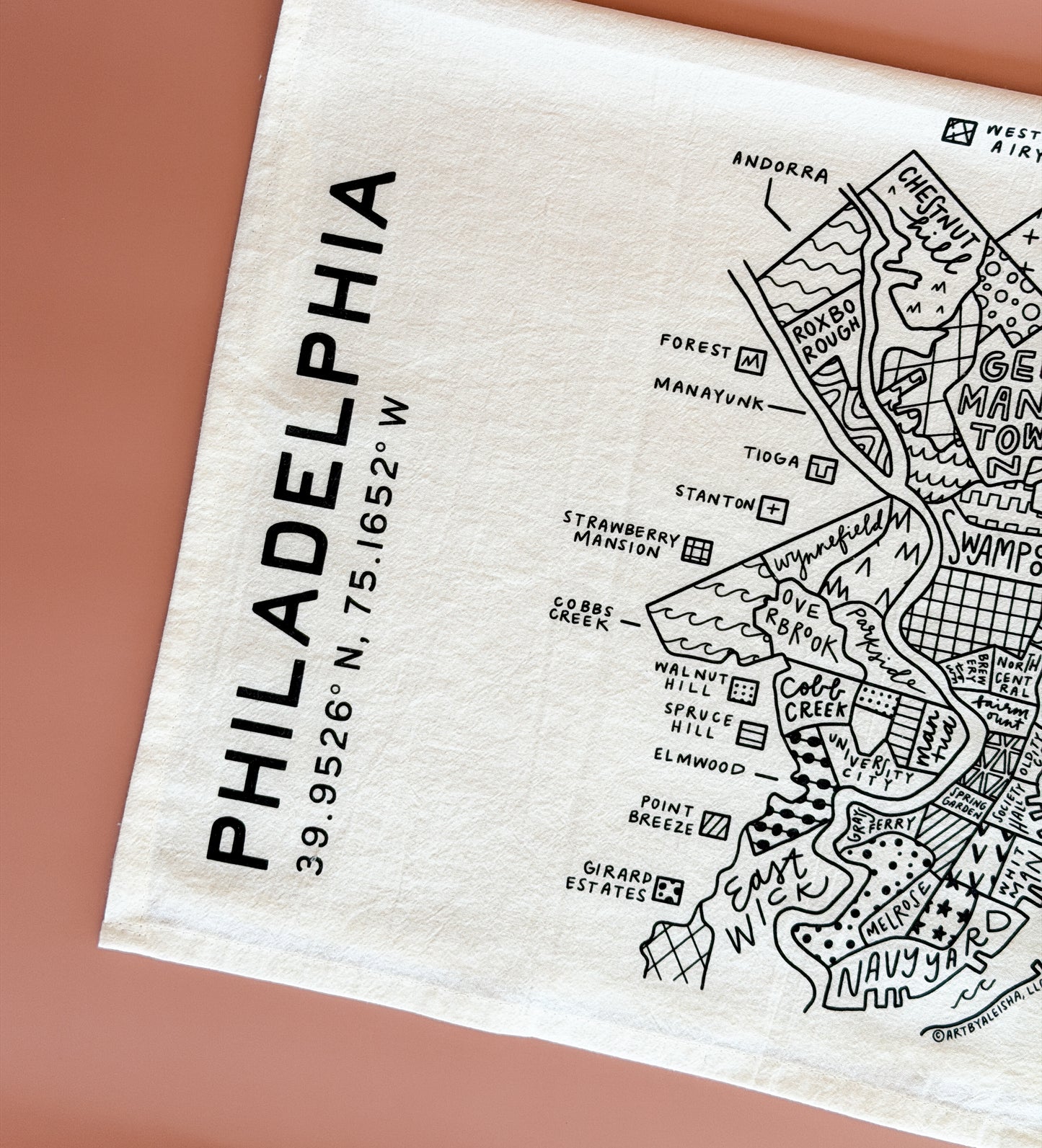Philadelphia Map Tea Towel