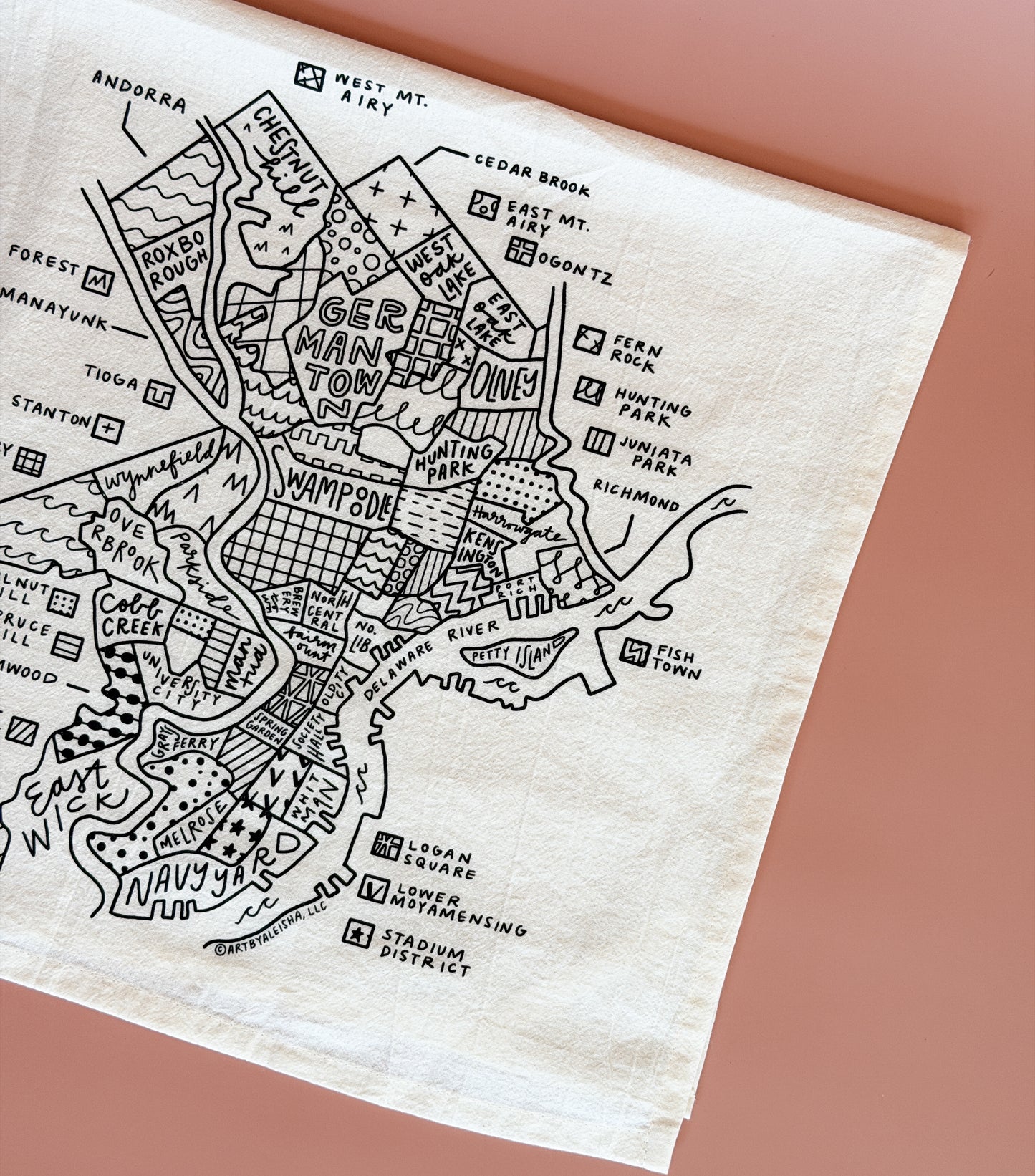 Philadelphia Map Tea Towel