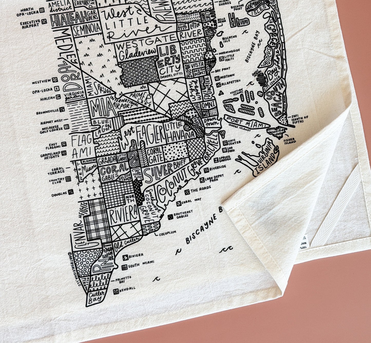 Miami Map Tea Towel