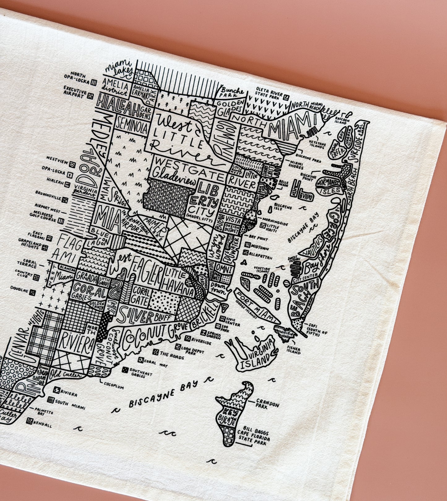 Miami Map Tea Towel