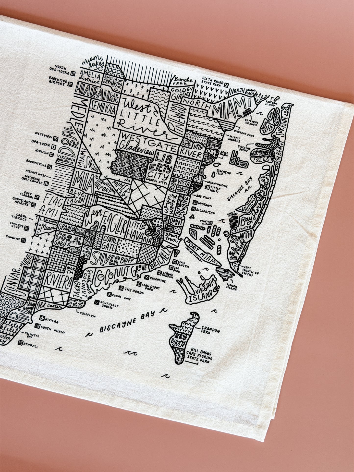 Miami Map Tea Towel