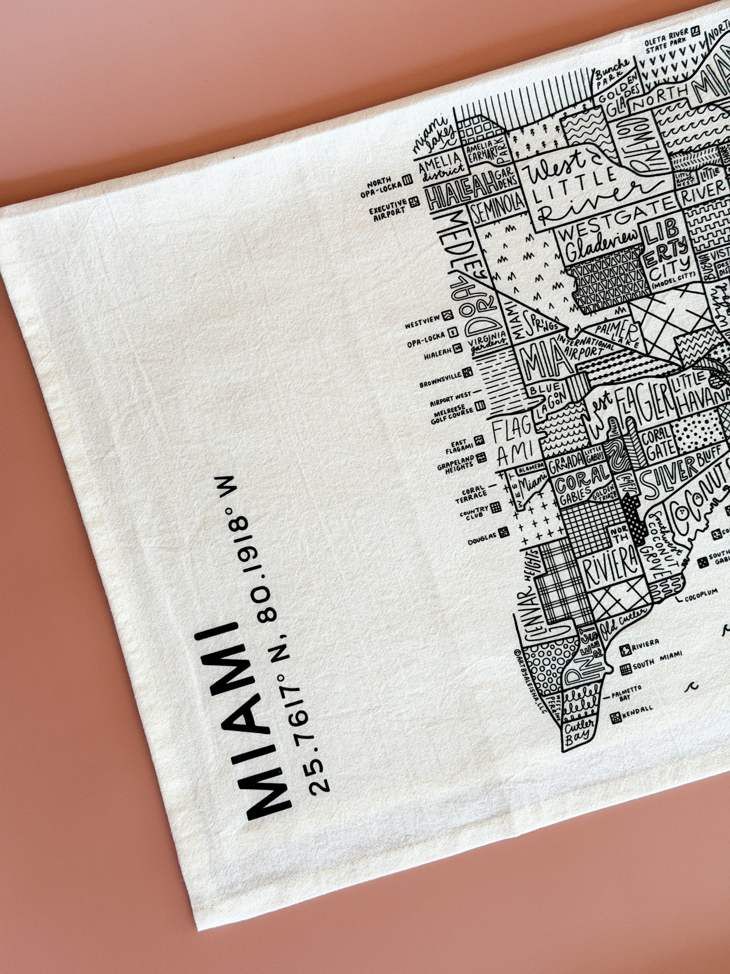 Miami Map Tea Towel