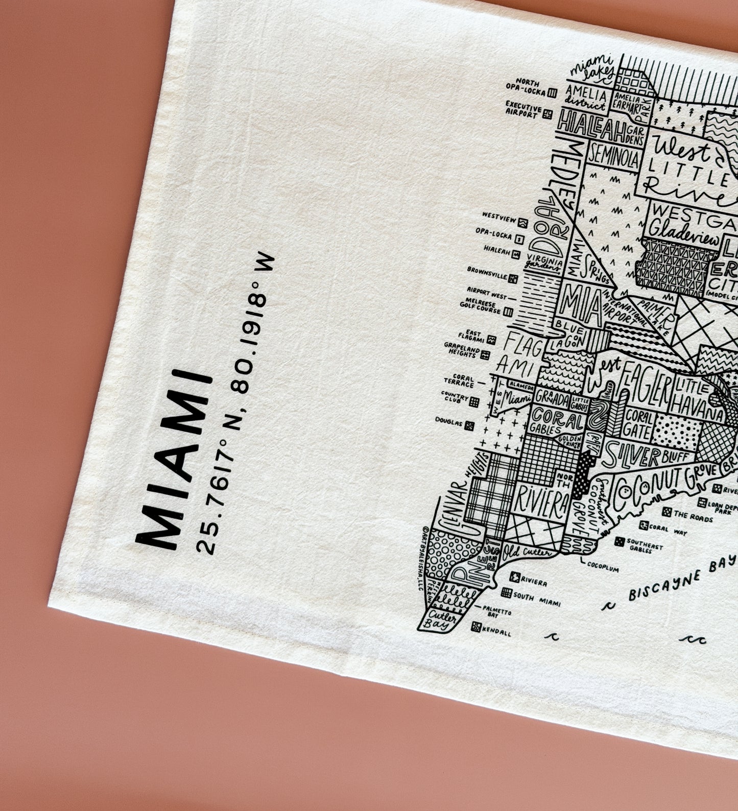 Miami Map Tea Towel