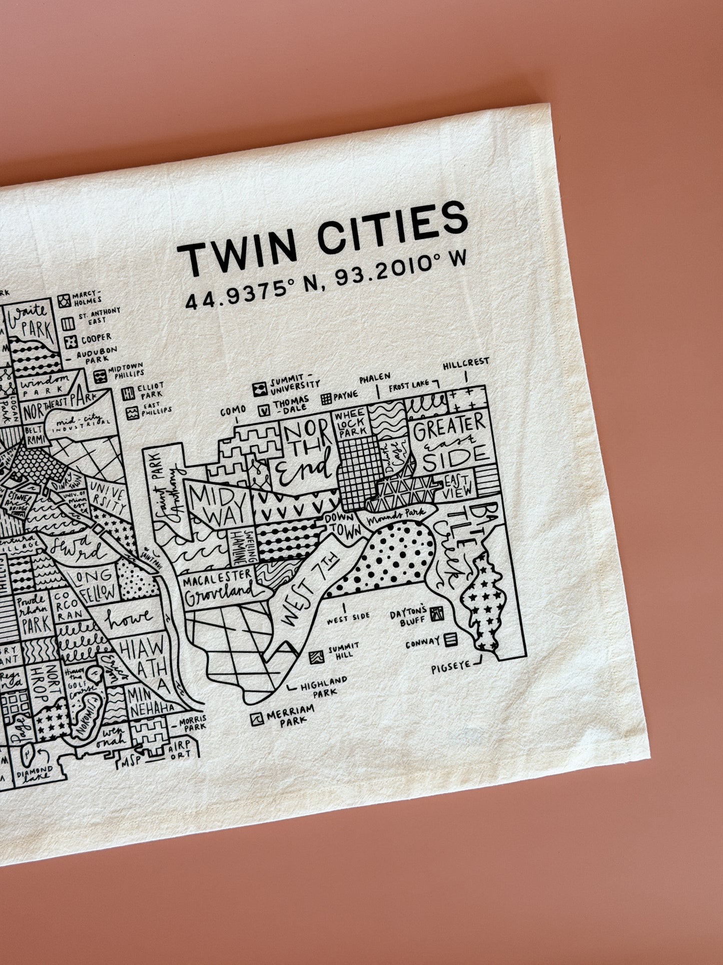 Twin Cities Tea Towel