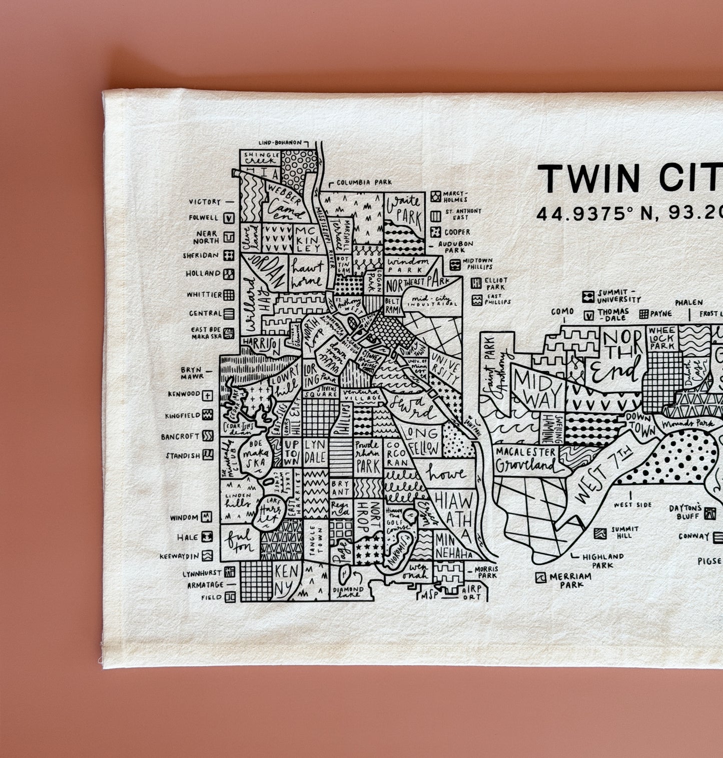 Twin Cities Tea Towel