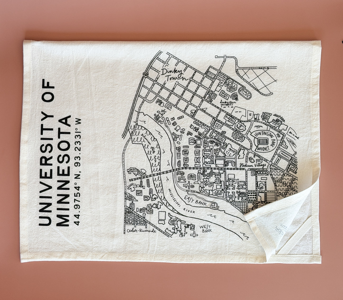 University of Minnesota Campus Map Tea Towel