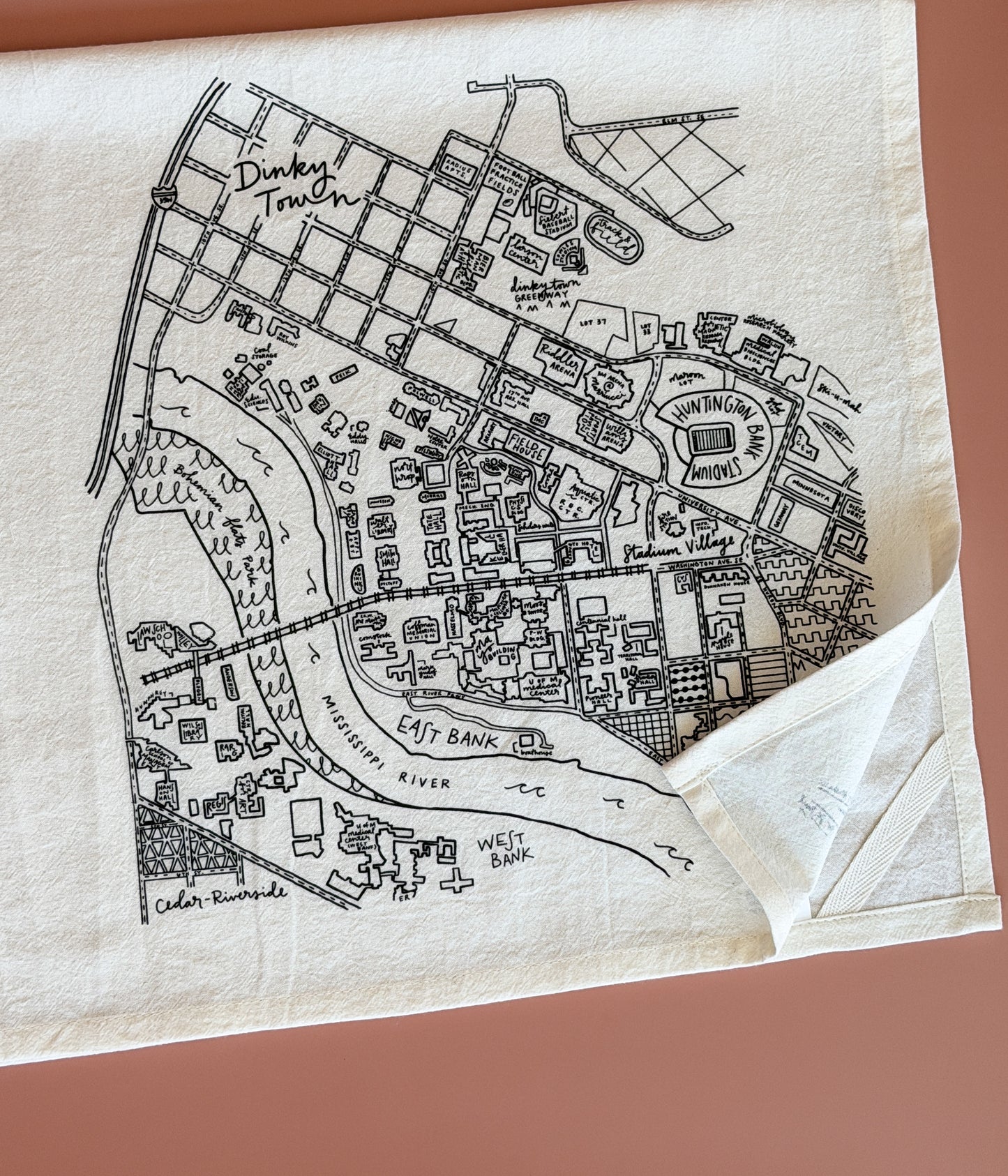 University of Minnesota Campus Map Tea Towel