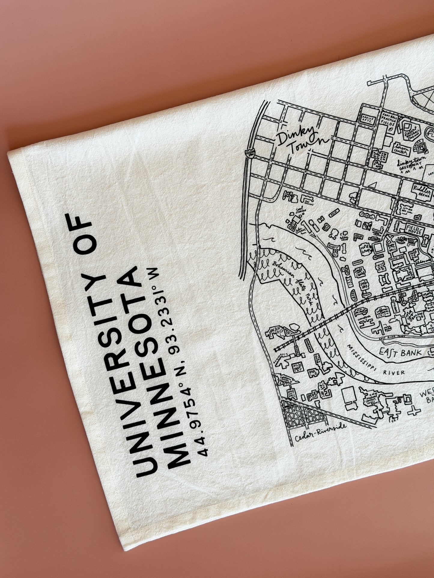 University of Minnesota Campus Map Tea Towel