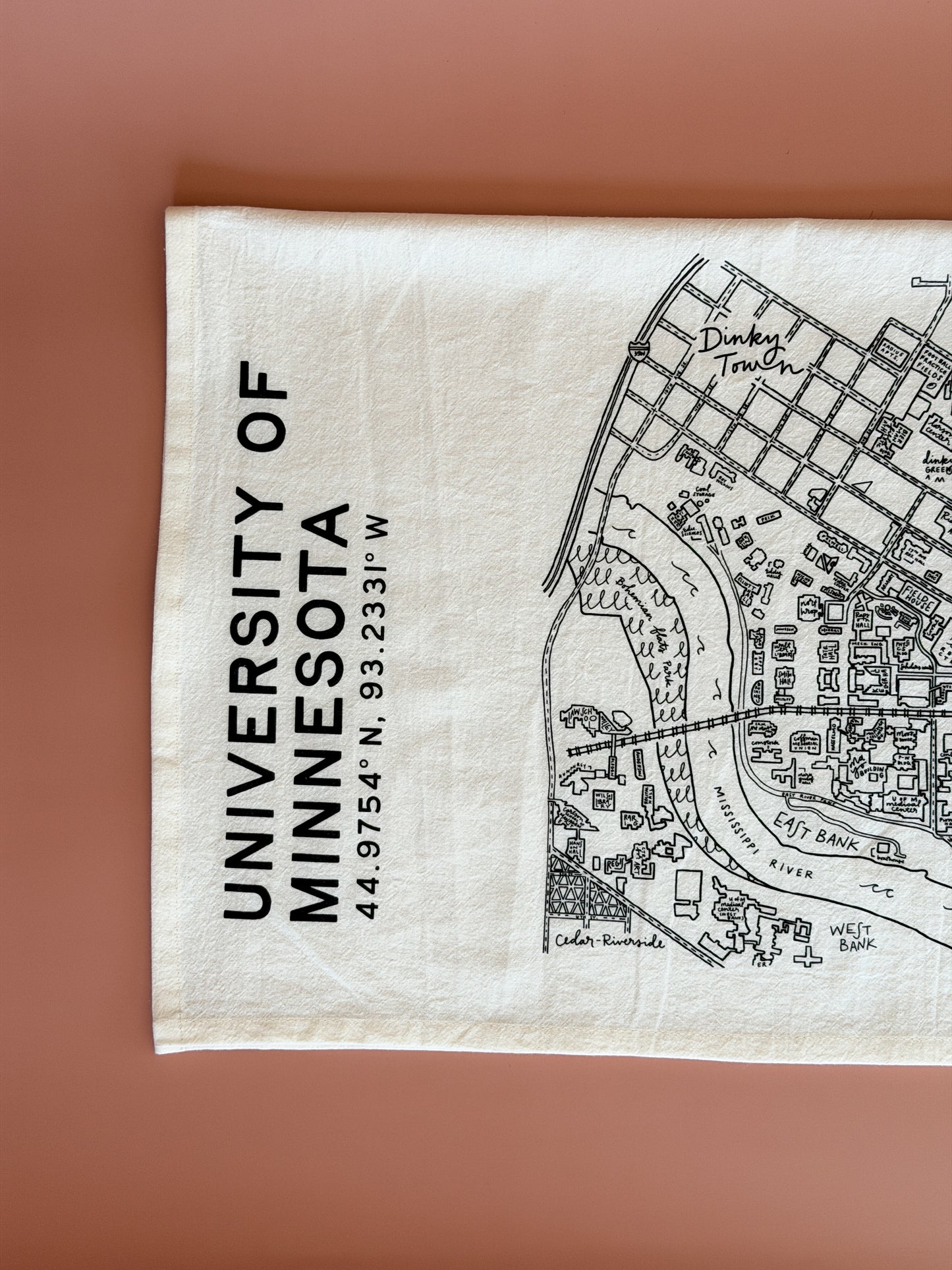 University of Minnesota Campus Map Tea Towel