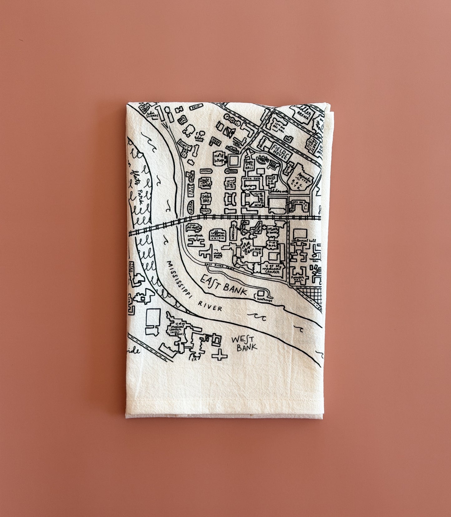 University of Minnesota Campus Map Tea Towel