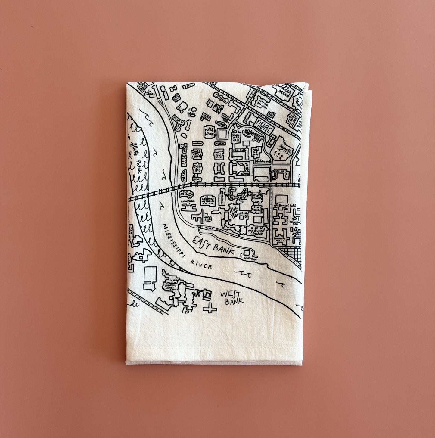 University of Minnesota Campus Map Tea Towel