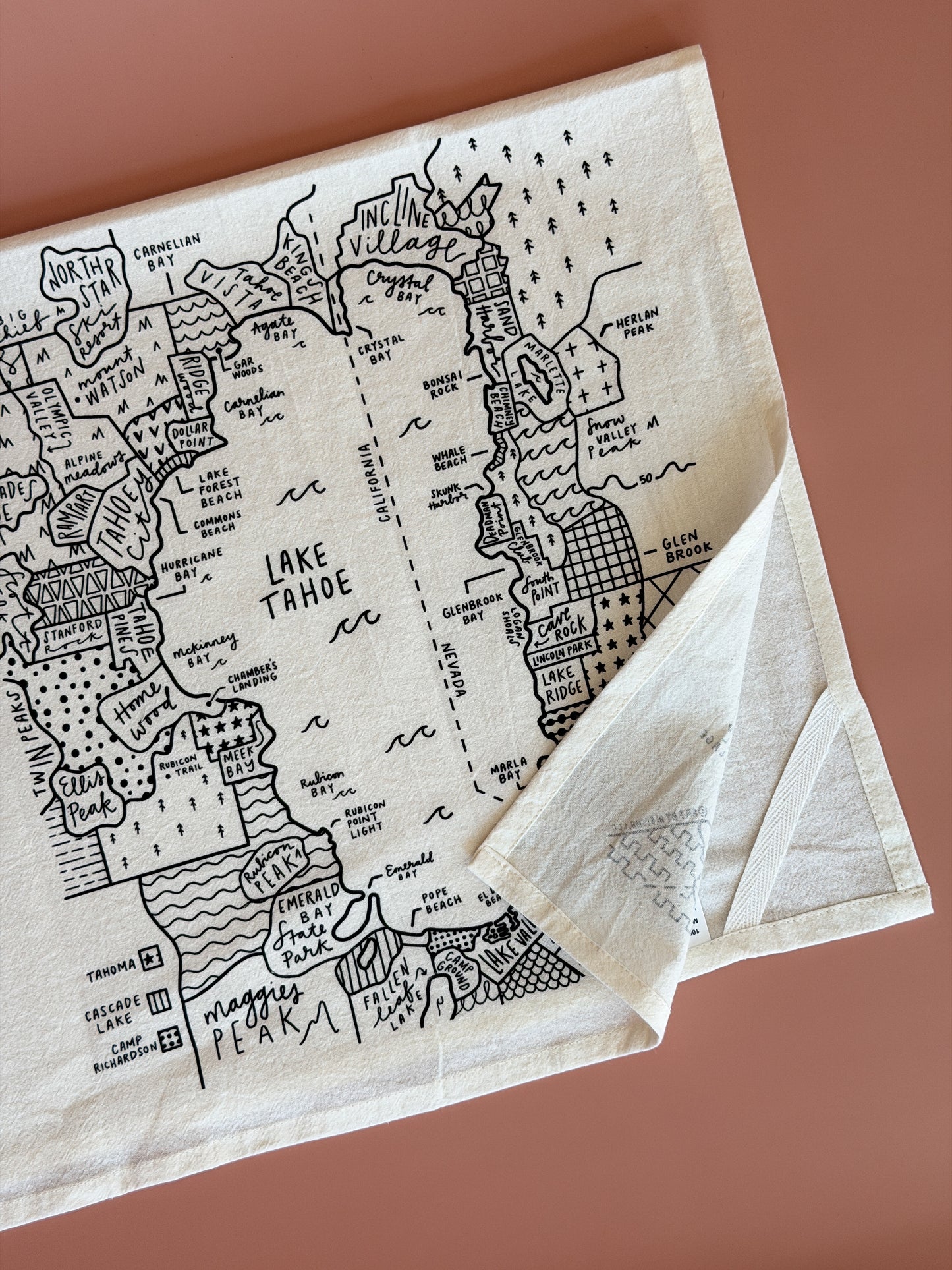 Lake Tahoe Map Tea Towel