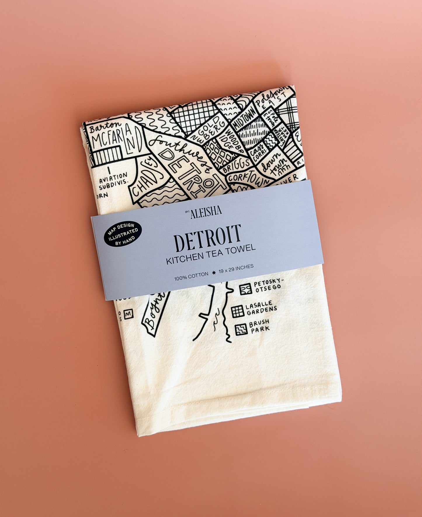 Detroit Map Tea Towel