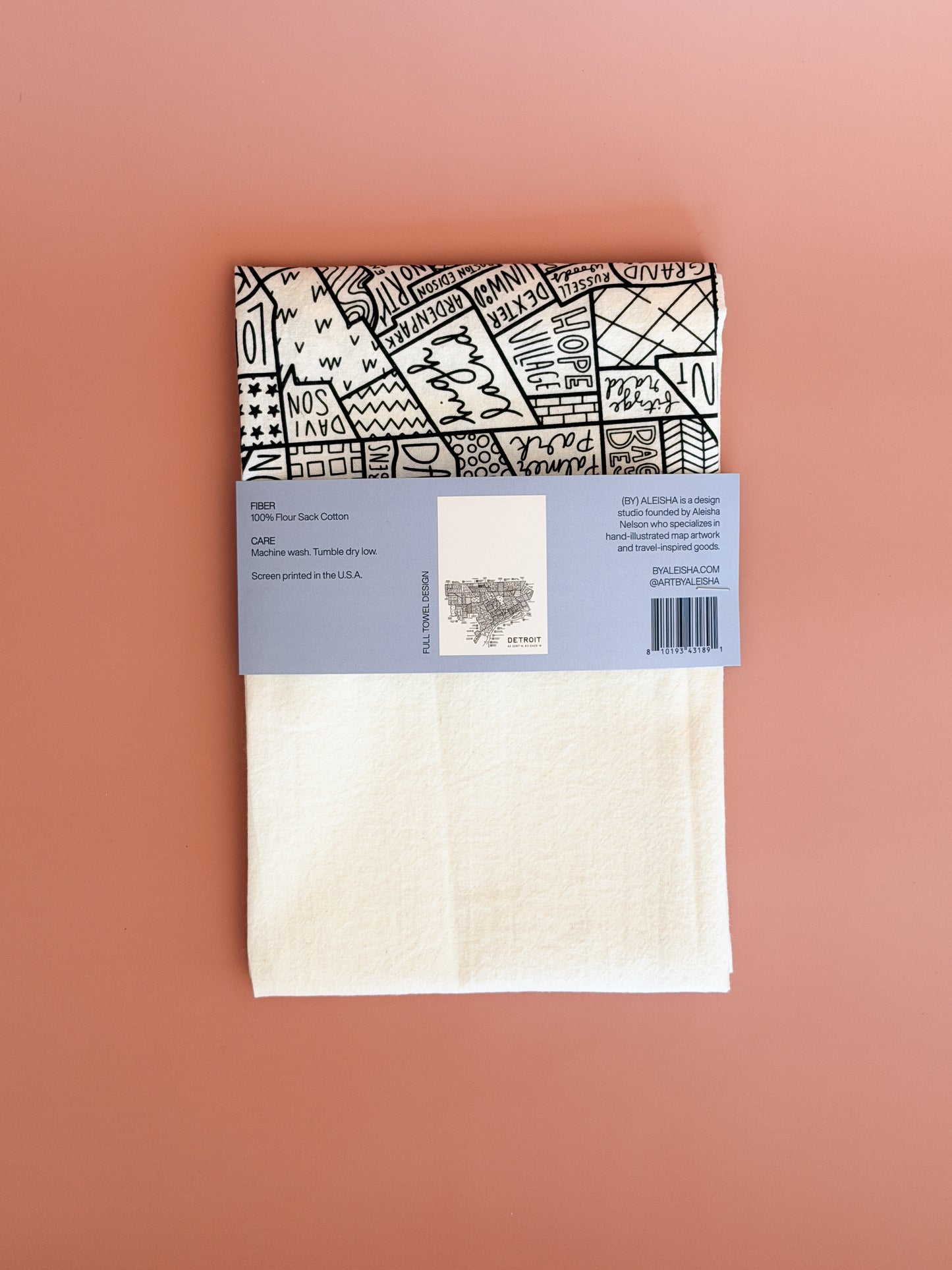 Detroit Map Tea Towel