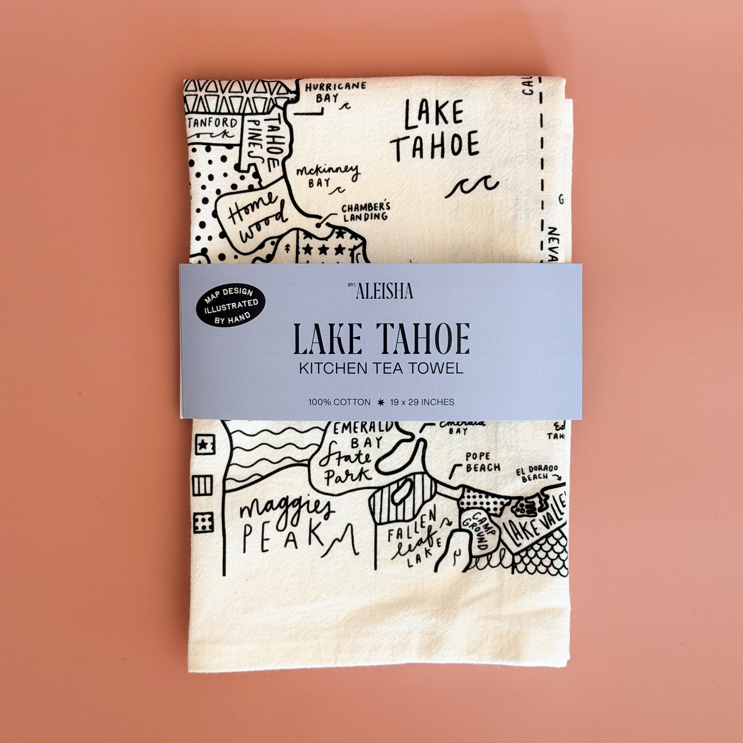 Lake Tahoe Map Tea Towel