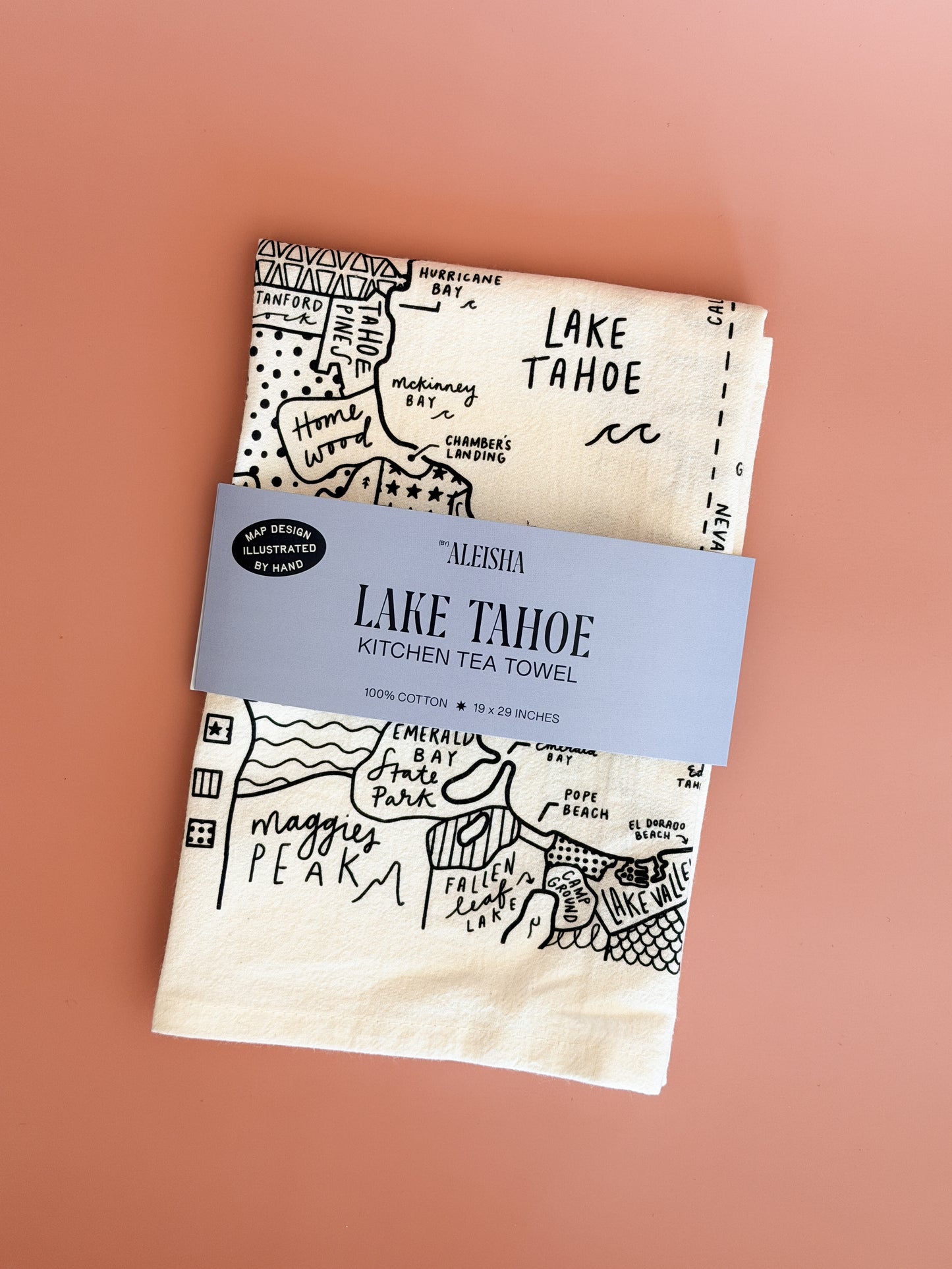 Lake Tahoe Map Tea Towel