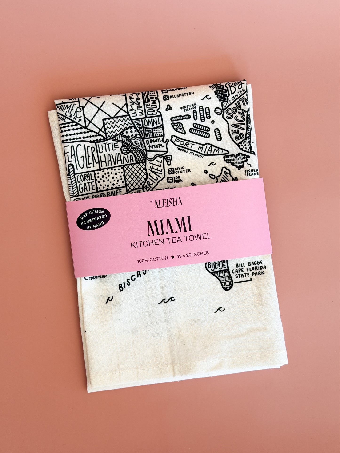 Miami Map Tea Towel