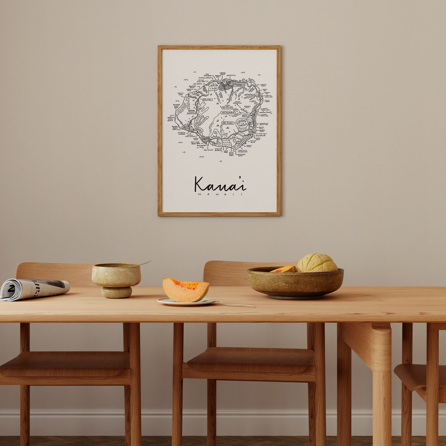 Kauai Island Map Print