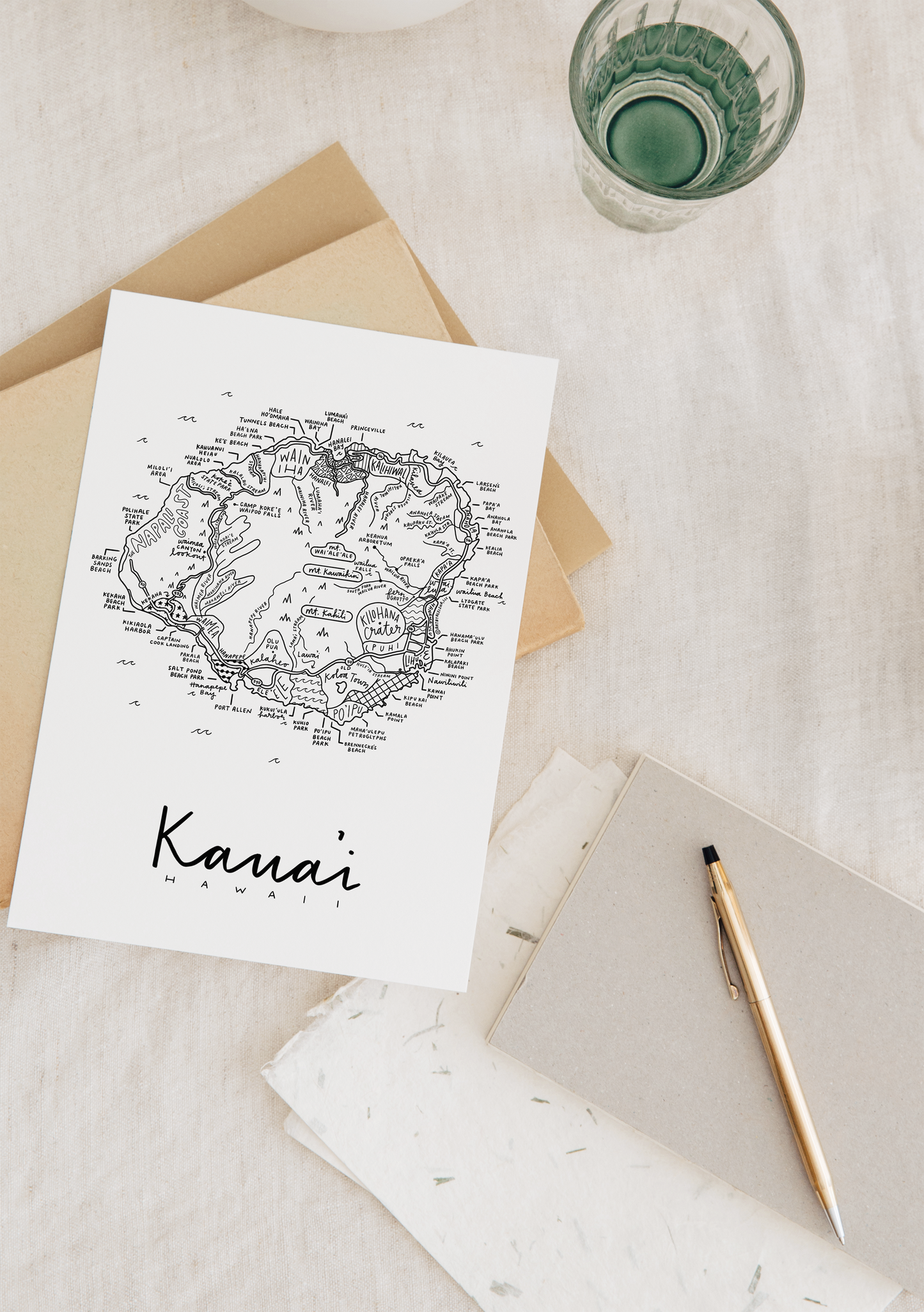 Kauai Island Map Print