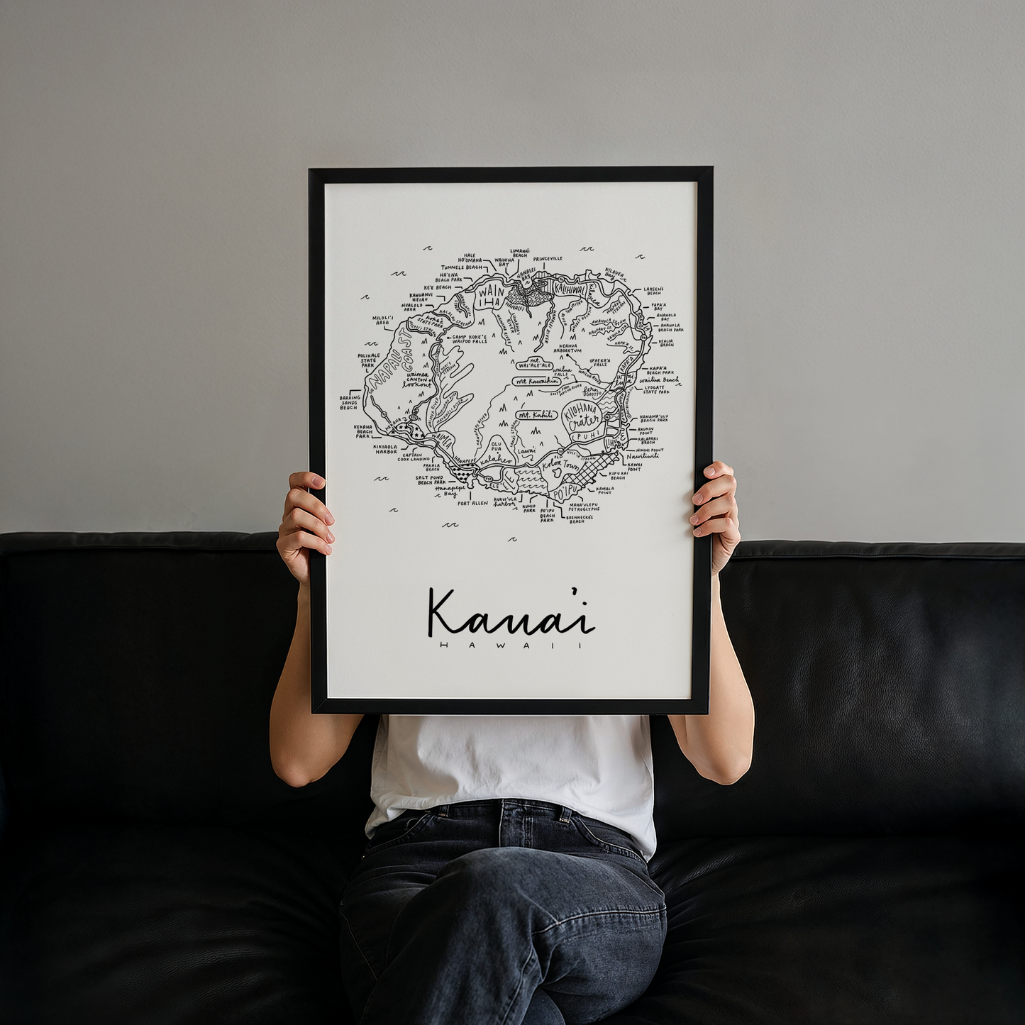Kauai Island Map Print
