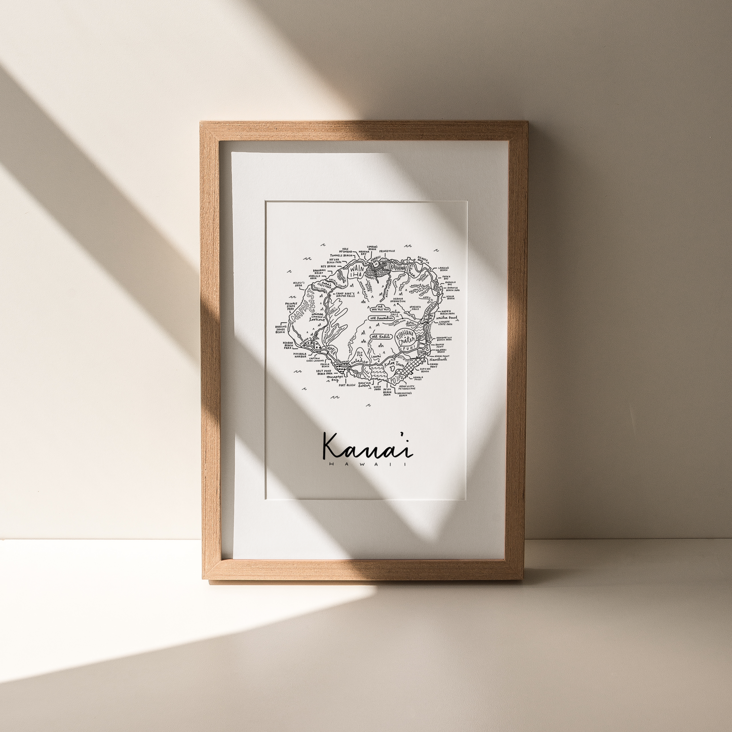 Kauai Island Map Print