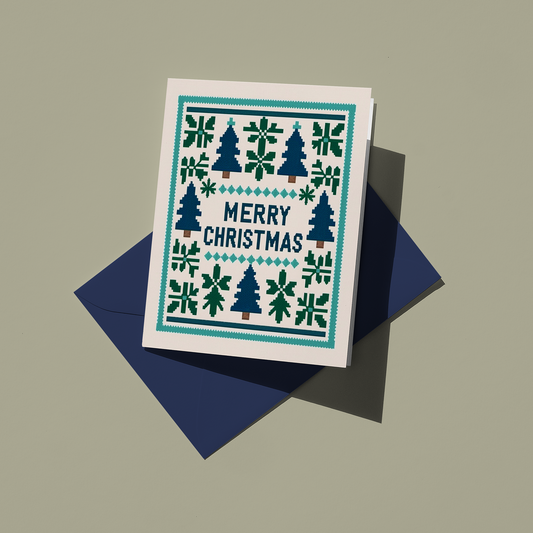 Knitted Merry Christmas Greeting Card