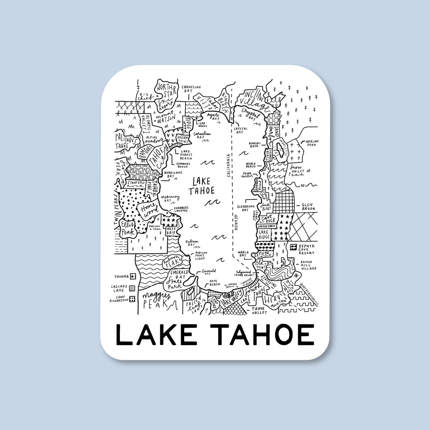 Lake Tahoe Map Sticker