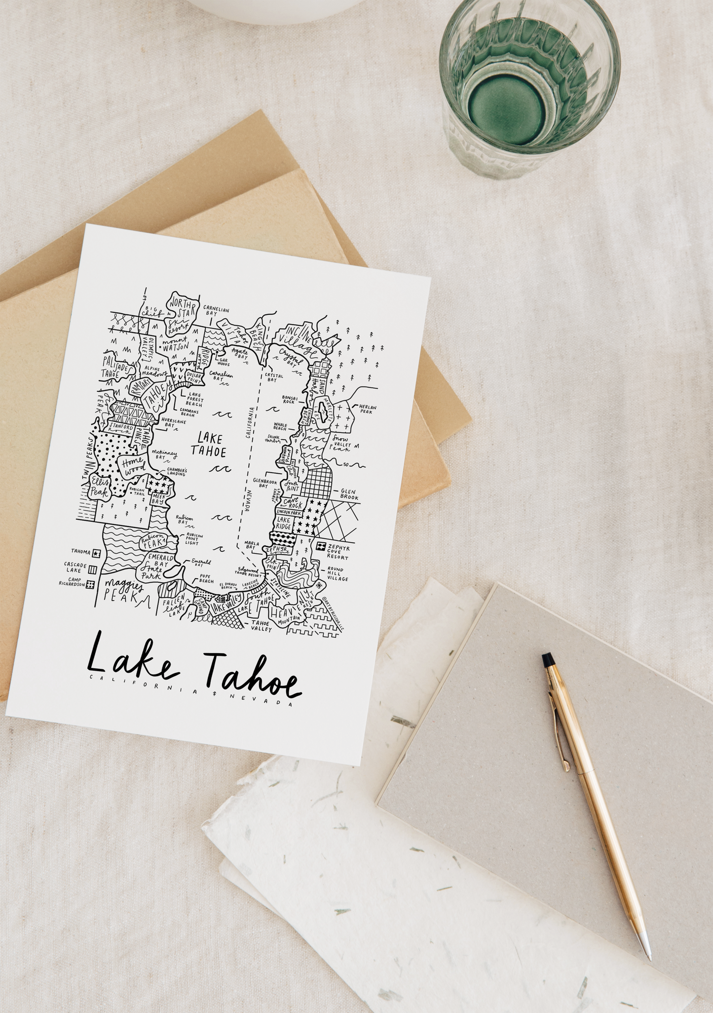 Lake Tahoe Map Print