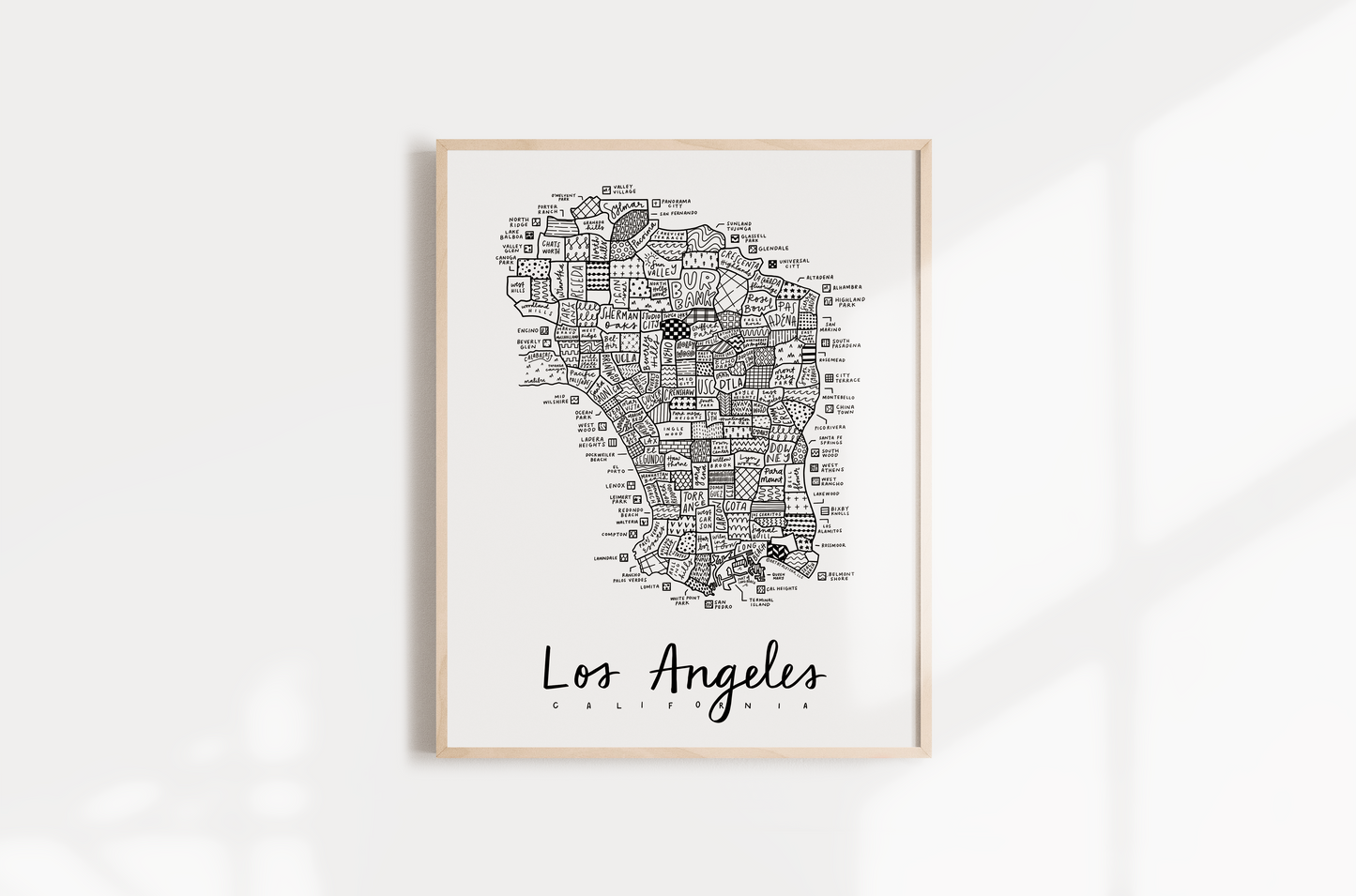 Los Angeles Neighborhood Map Print