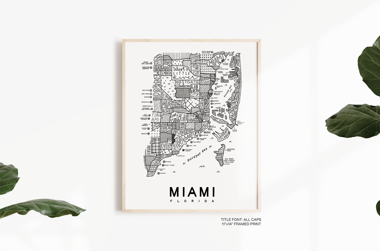 Miami Neighborhood Map Print