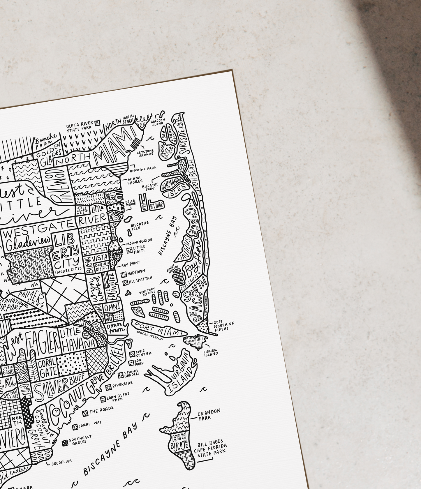 Miami Neighborhood Map Print