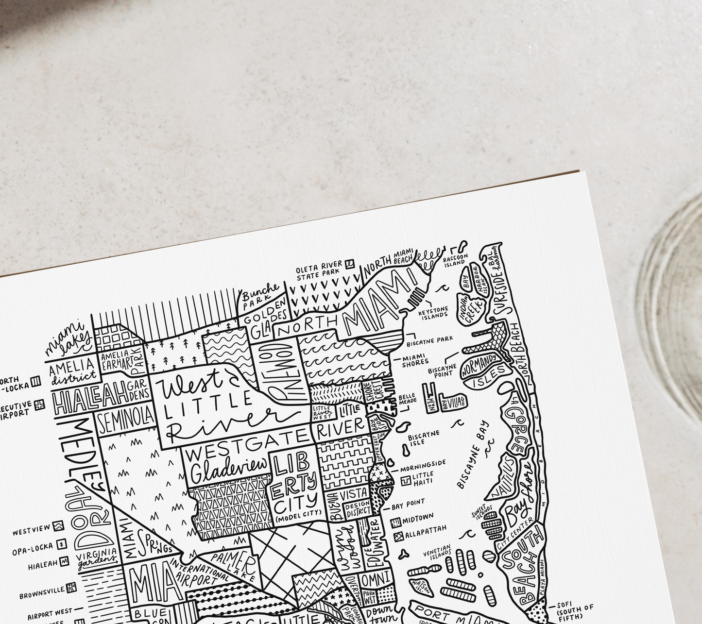 Miami Neighborhood Map Print