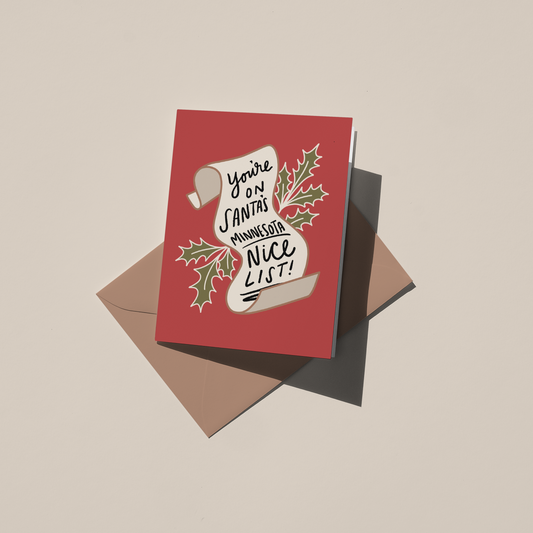 Minnesota Nice List Greeting Card