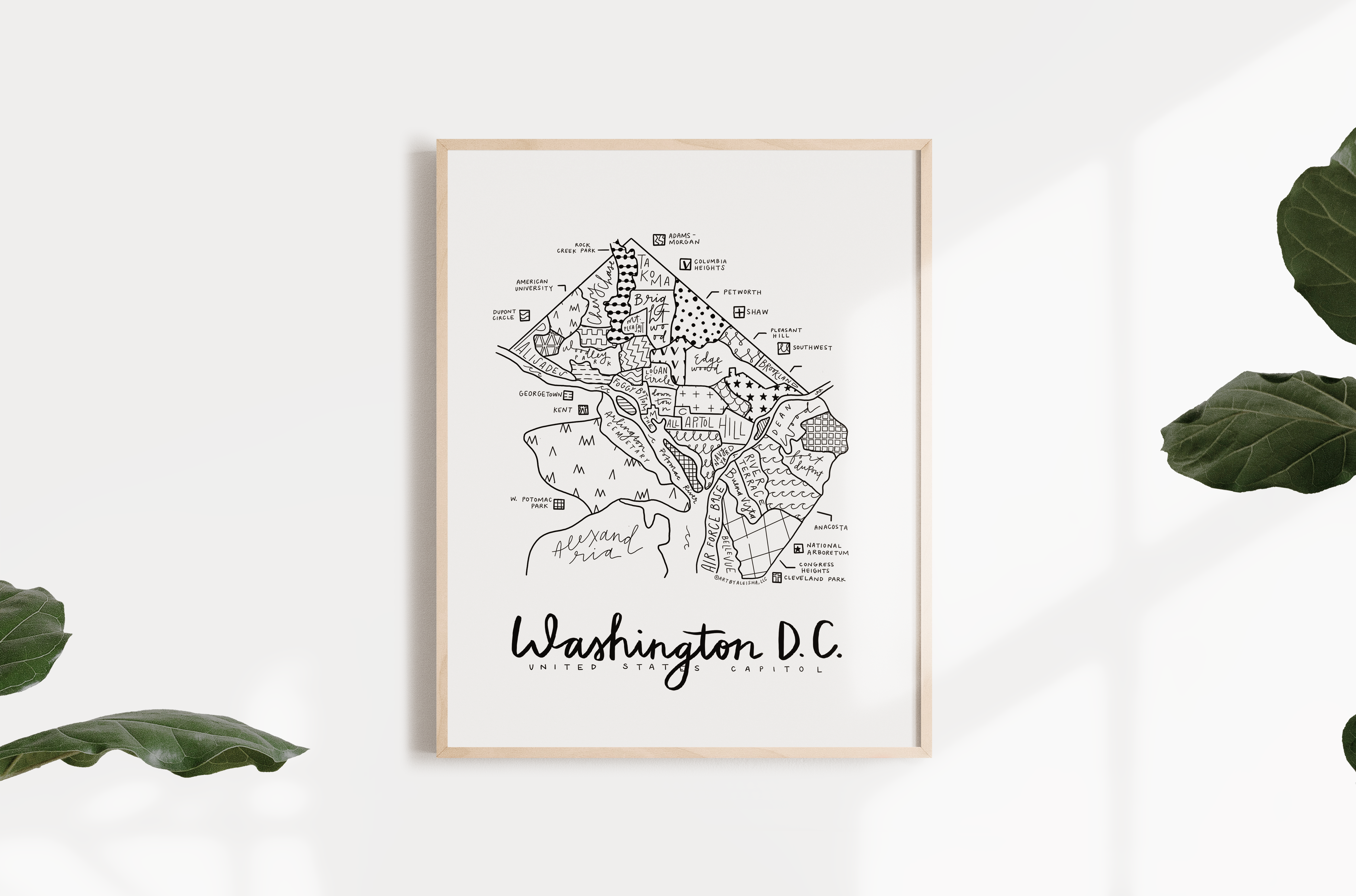 Washington D.C. Neighborhood Map Print – (BY) ALEISHA