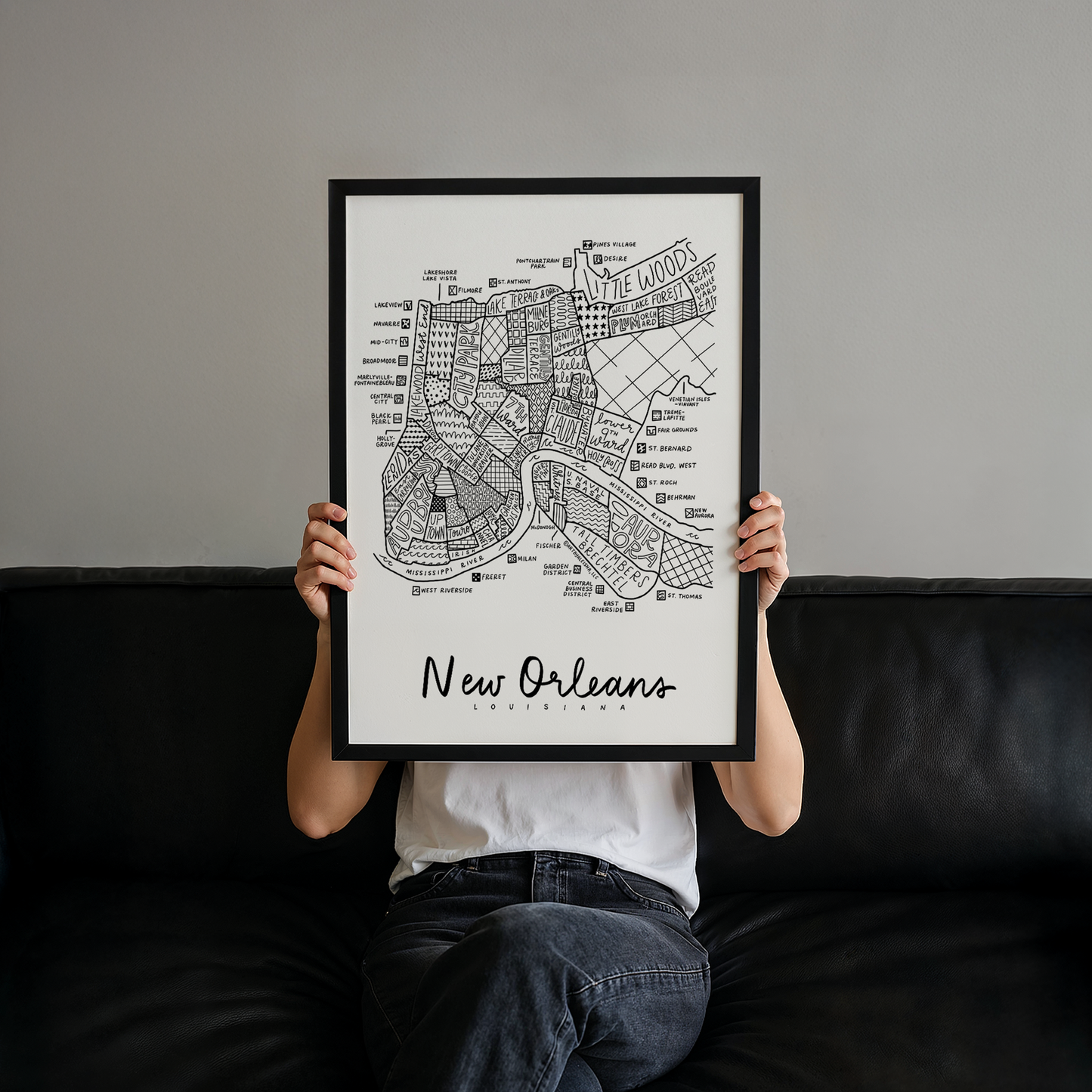 New Orleans Neighborhood Map Print