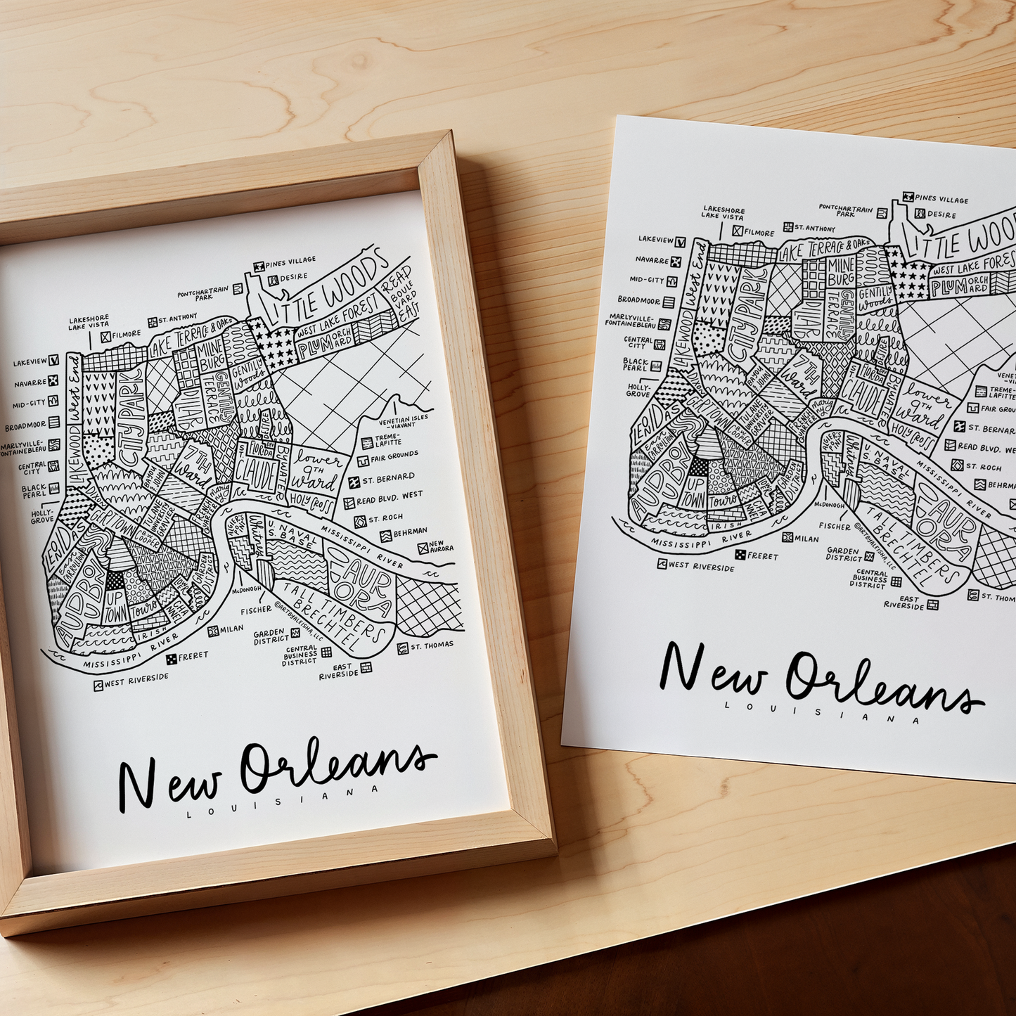 New Orleans Neighborhood Map Print